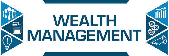 Wealth Management Blue Triangles Both Sides Business Symbols 
