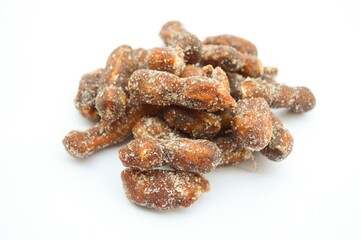 tamarind with sugar dessert on white background