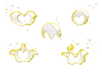 Splash of milk, splashing of creamy and jam  illustration, abstract swirl background, 3d rendering