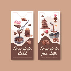 Flyer template with chocolate winter concept design for brochure  and leaflet watercolor vector illustration