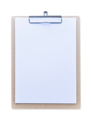 Clipboard mockup for letterhead background, clip note pad mock up with blank A4 size white page paper  isolated on white background with clipping path, template for business memo and school supplies