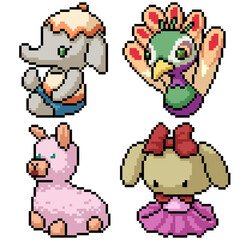 pixel art set isolated kid doll