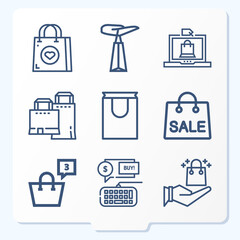 Simple set of 9 icons related to plaza