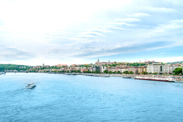Europe Hungary Budapest. Cityscape photo. Buda castle, classical hungarian architecture and Danube river
