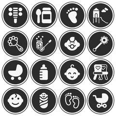 16 pack of infantile  filled web icons set
