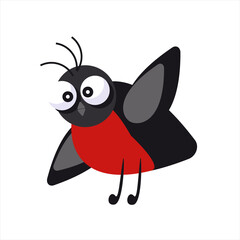 Cute  bullfinch in cartoon style isolated on a white background. Bird icon. Vector illustration.