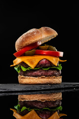 Hamburguesa doble fondo negro