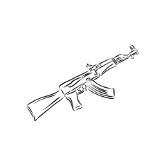 Assault rifle . Doodle style. assault rifle vector sketch illustration