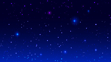 Blue night starry sky background template for christmas greeting card