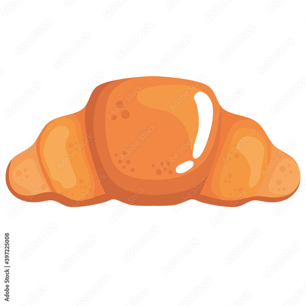 Poster croissant bread of bakery food shop and breakfast theme vector illustration