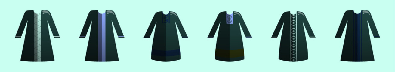 set of abaya cartoon icon design template with various models. vector illustration isolated on blue background