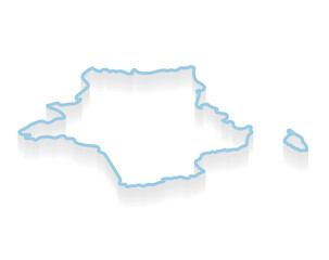 isometric outline of France map  - vector illustration