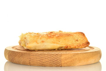 Homemade apple mini strudel, close-up isolated on white.