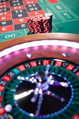 Roulette table close up at the Casino