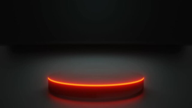 Black Circle stage or podium with neon lights for your product dark background 3D rendering