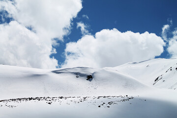 snow covered mountains on the way to the top of Kazbegi
