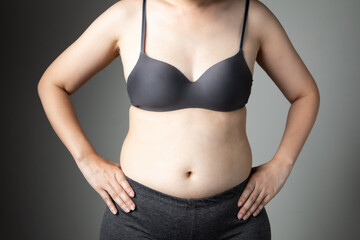 Fototapeta na wymiar fat woman cellulite belly unhealthy