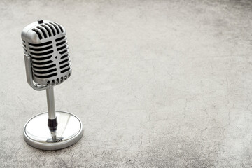 Retro style microphone. Aydio recording background