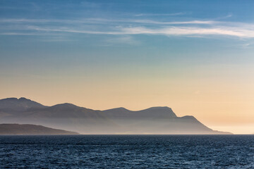 Mountains and sea in the beautiful light, Norway