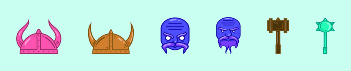 set of barbarian cartoon icon design template with various models. vector illustration isolated on blue background