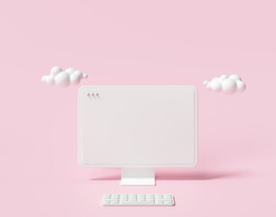 3D Minimal desktop with blank screen mockup, Empty screen for text, and logo replacement concept. 3d render illustration. © StockStyle