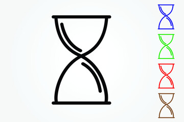 Simple hourglass icon on white background to calculate hour