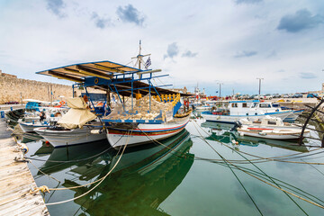 Fototapeta na wymiar Rhodes Harbour view in Rhodes Island. Rhodes is populer tourist destination in Greece.