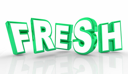 Fresh Word Green Letters Original New Good Natural 3d Illustration