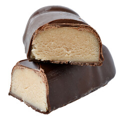 Chocolate marzipan bar isolated