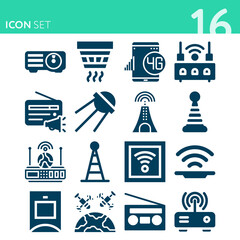 Simple set of 16 icons related to receiving set
