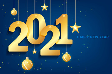 Naklejka premium Blue 2021 new year on white background. Merry christmas greeting card. Vector background. Calendar 2021. Festive event banner. Logo design. White background. Blue christmas night background.