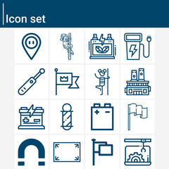 Simple set of battery related lineal icons.