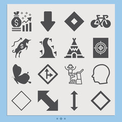 Simple set of elevation related filled icons.