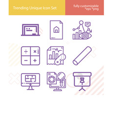 Simple set of abstract thought related lineal icons.