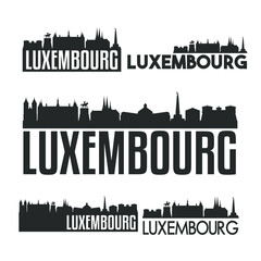 Fototapeta na wymiar Luxembourg City Flat Icon Skyline Vector Silhouette Design Set Logos.