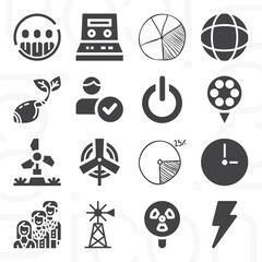 16 pack of environmental  filled web icons set