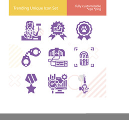 Simple set of conviction related filled icons.