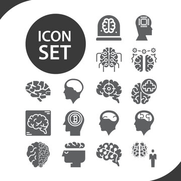 Simple set of cortical related filled icons.