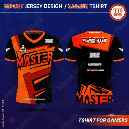 Download T Shirt For E Sport Design Template Soccer Jersey Mockup For Football Club Gaming Uniform Front And Back View Wall Mural Ledjay