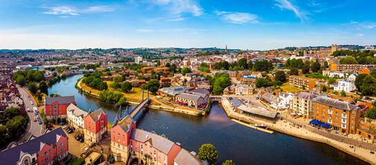 Aerial view of Exeter in summer day - obrazy, fototapety, plakaty