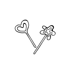 Doodle image of lollipops, magic sticks. Abstract elements for design, print, web.