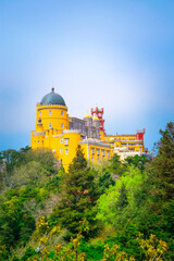 Pena palace in Sintra, Portugal. Beautiful and colorful palace,. The palace is UNESCO World Heritage