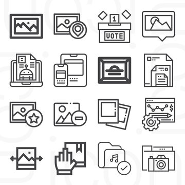 16 pack of computer program  lineal web icons set