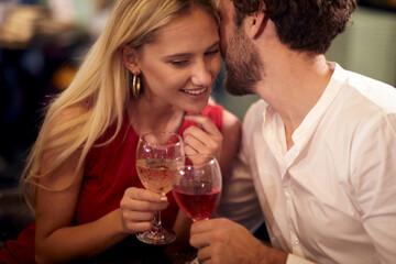 Happy caucasian couple on a date together