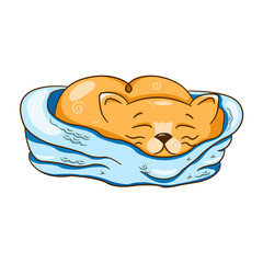 Cute cat in cartoon style isolated on white background. Ideal for postcards, banners, stickers. Vector.