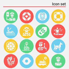 16 pack of rescued  filled web icons set