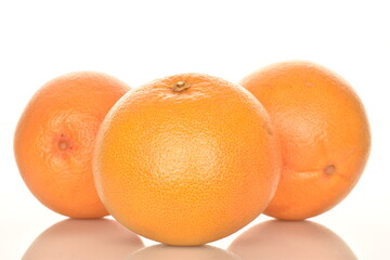 organic ripe grapefruits, close-up, isolated on white.
