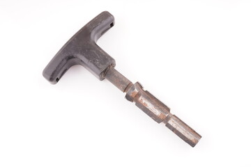 old tool wrench on white background