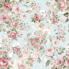 Fototapeta na wymiar Lovely seamless floral pattern delicate roses