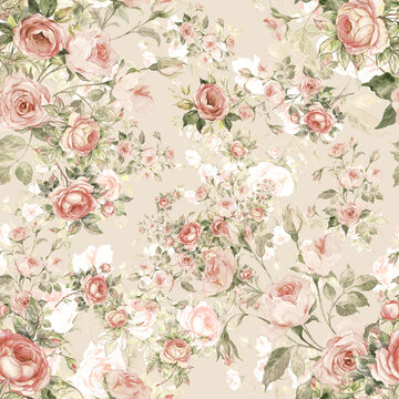 Lovely seamless floral pattern delicate roses